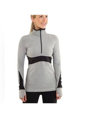 Lululemon Run Full tilt pull over ghost Heathered coal herringbone quarter zip 8